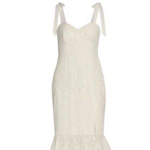 ML Monique Lhuillier Dress White Sleeveless Lace Midi Dress Size 6